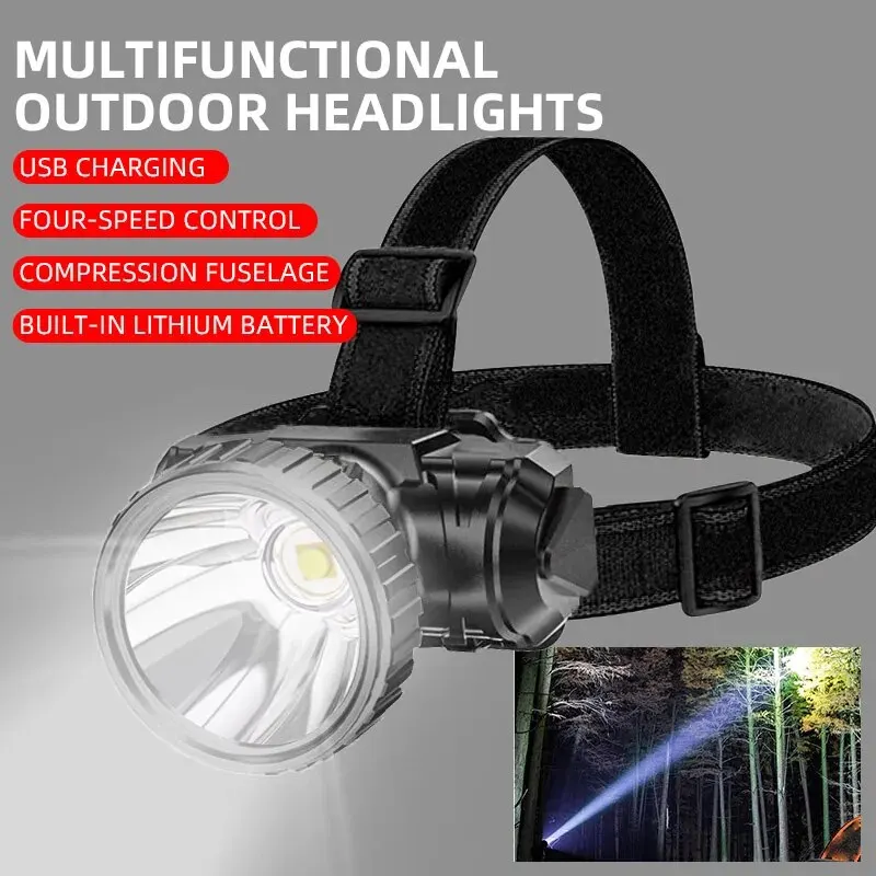 Headlamp Waterproof Rechargeable - LED Strong Light Five Headed ไฟตกปลากันน้ํากลางแจ้ง